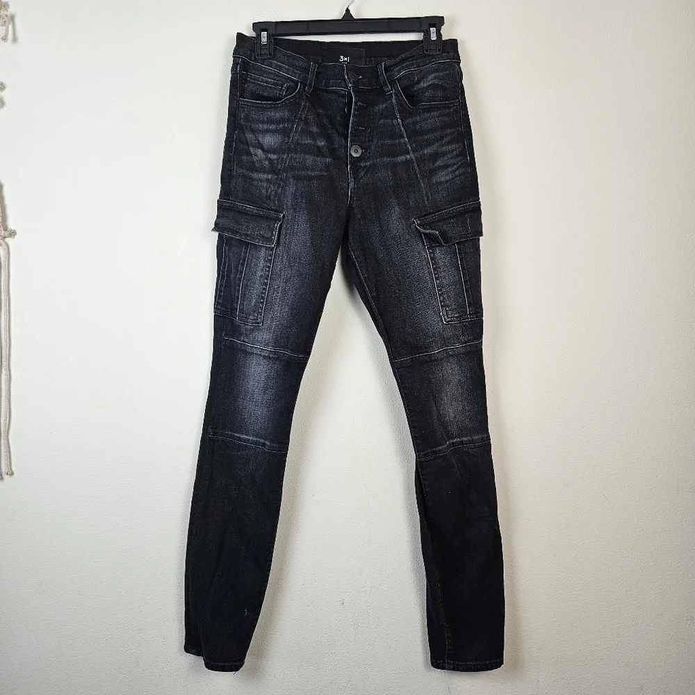 3X1 N.Y.C Womens Vida Black High Rise Skinny Cargo Jeans Size 28